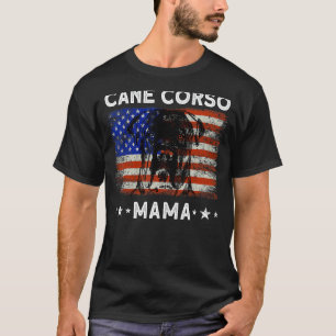 Camiseta Mulher Americana Cane Corso Mama Dog Flag American