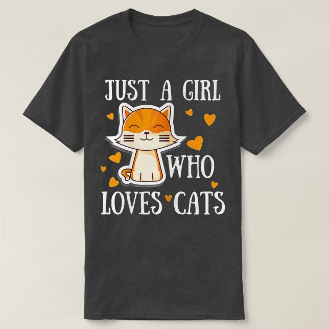 Camiseta Mulher Apenas uma garota que ama gatos Engraçado G (Frente do Design)