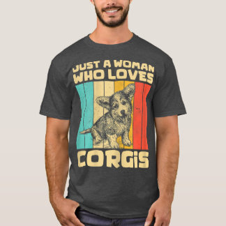Camiseta Mulher Apenas Uma Mulher Que Ama Corgis Vintage Co
