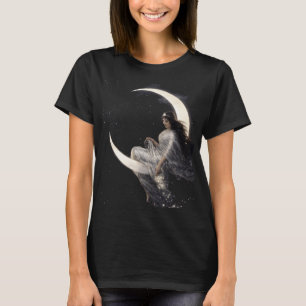 Camiseta Mulher Art Nouveau Celestial na Lua Crescente