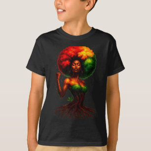 Camiseta Mulher árvore afro rainha negra orgulho raízes mel