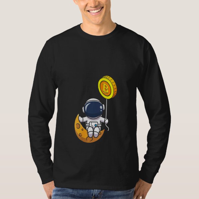 Camiseta Mulher Astronauta Bitmoney Btc Ao Universo Da Lua (Frente)