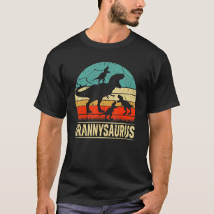 Camiseta Mulher Avó Dinossaur Rex Grannysaurus 3 Crianças F