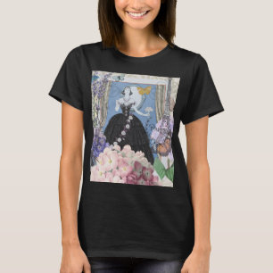 Camiseta Mulher Azul Elegante Vestido Floral Chique