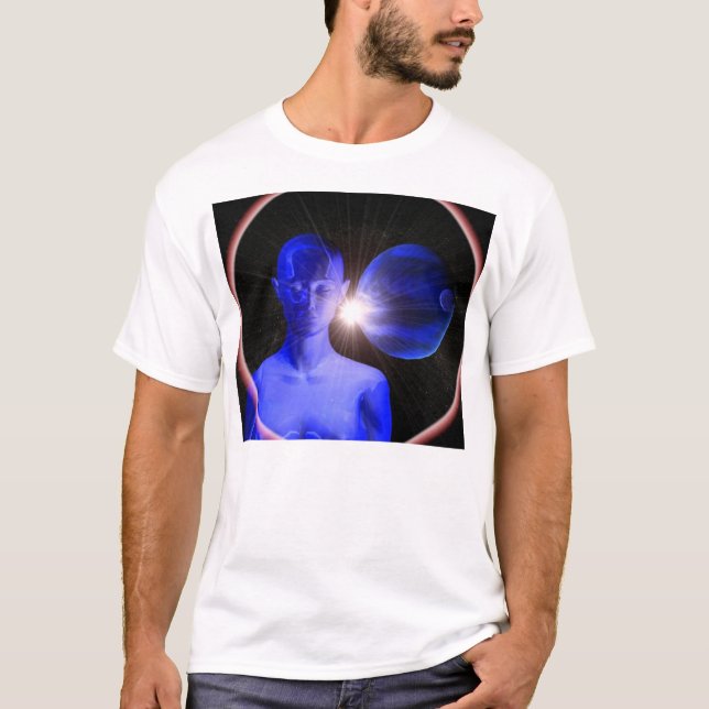 Camiseta Mulher azul no espaço (Frente)
