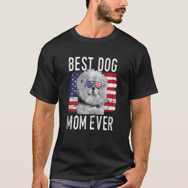 Camiseta Mulher: Bandeira Americana Melhor Cachorro Mãe Eve (Frente)