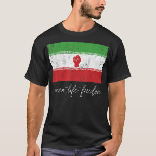Camiseta Mulher-bandeira iraniana com apoio às mulheres de