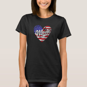 Camiseta Mulher Bandeira Patriótica Americana Coração Eques