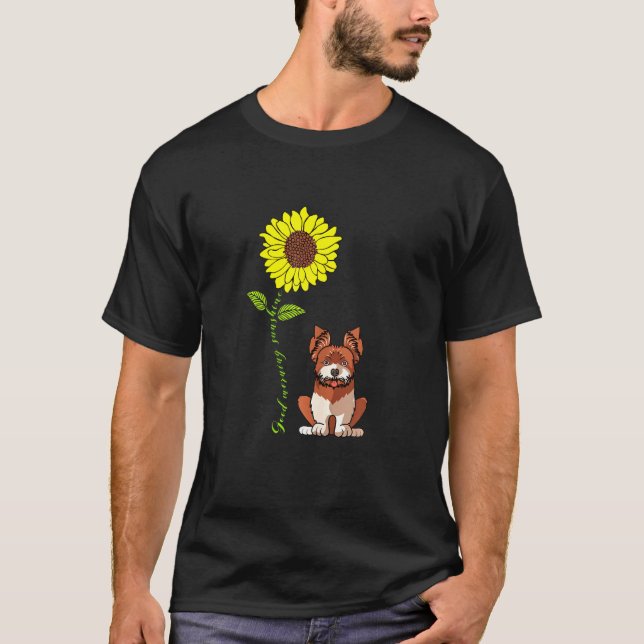 Camiseta Mulher Bom dia Sunshine Yorkshire Terrier Sun (Frente)
