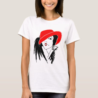 Camiseta Mulher bonita Red Hat do art deco