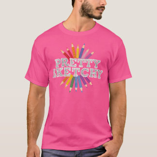 Camiseta Mulher Bonito Artista Desenhante Desenhando Caneta
