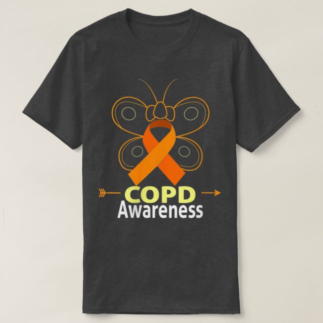 Camiseta Mulher Borboleta Copd Laranja Fita Ópera Conscienc (Frente do Design)