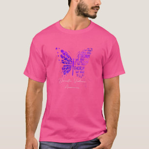 Camiseta Mulher Borboleta Roxo Fita Violência Doméstica A