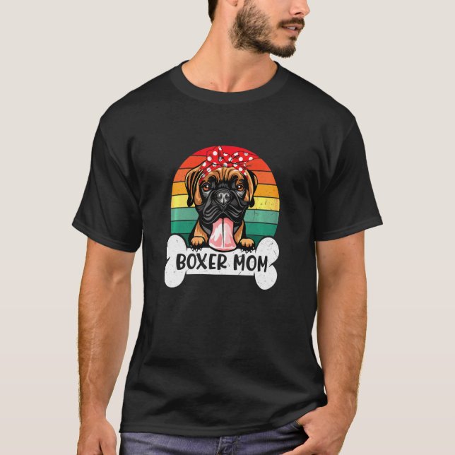 Camiseta Mulher Boxer Mãe Cachorro Mãe (Frente)