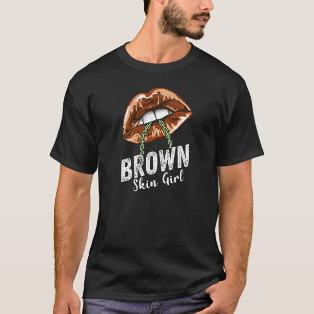 Camiseta Mulher Brown Skin Girl Black Queen Melanin Poppin (Frente)