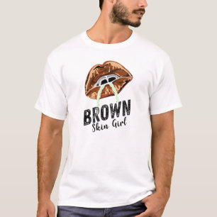 Camiseta Mulher Brown Skin Girl Black Queen Melanin Poppin