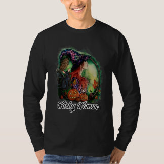 Camiseta Mulher Bruxa Leopardo Abóbora Morcego Vintage