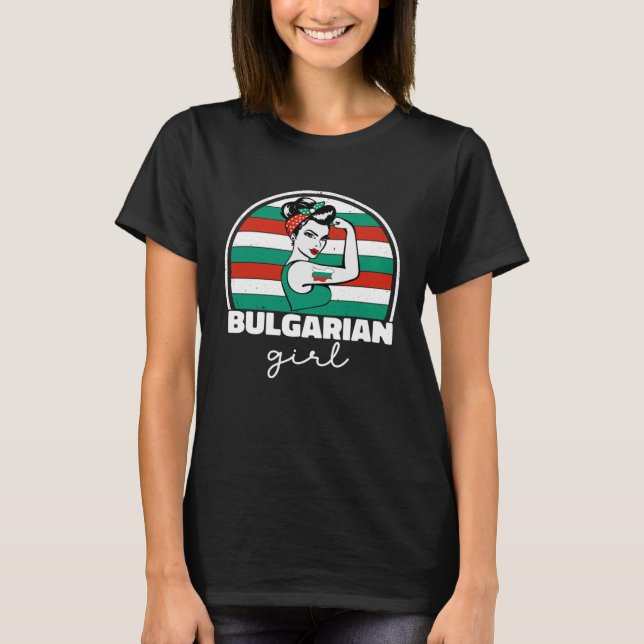 Camiseta Mulher búlgara forte Orgulho de Bandeira Bu (Frente)
