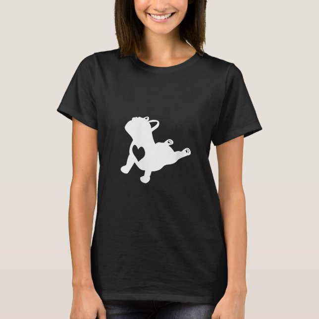 Camiseta Mulher Bulldog Francês Yoga Pose Love Hearchi (Frente)