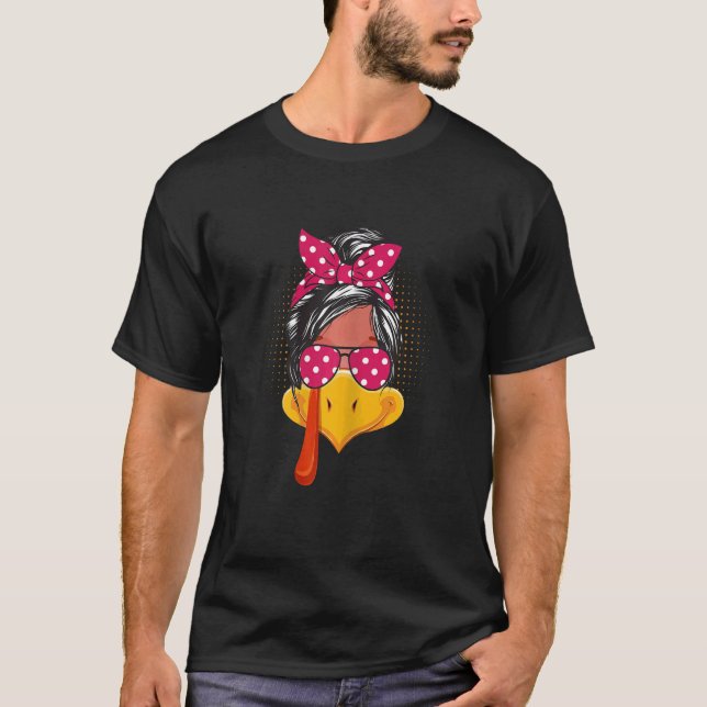 Camiseta Mulher Cabelo bagunçado Turquia Cara menina óculos (Frente)