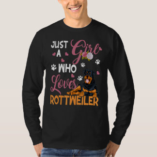 Camiseta Mulher-Cachorro Só Menina Que Ama Rottweiler