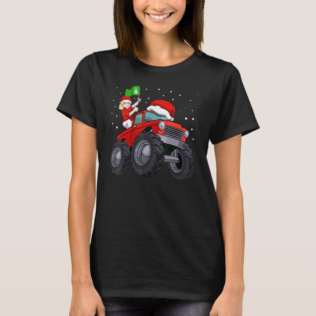 Camiseta Mulher Caminhão Monstro Caminhão Natal Pajama Carr (Frente)