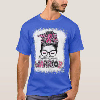 Camiseta Mulher Cancer da mama Mensagem Bun Leopard Ble