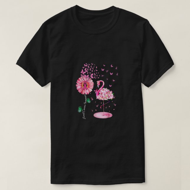 Camiseta Mulher-Cancer rosa-pássaro Flamingo-mama Sensibili (Frente do Design)