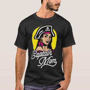 Camiseta Mulher Capitão Mãe Engraçado Pirata Crânio Cruzado