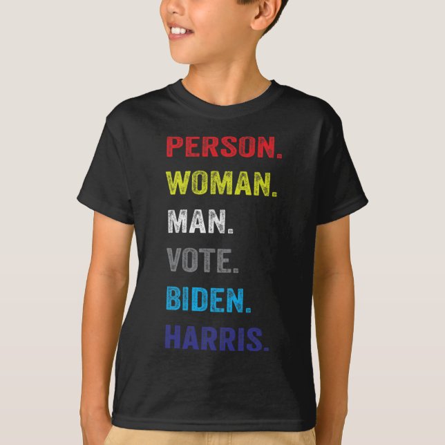 Camiseta Mulher. Cara. Votem. Biden. Harris (Frente)