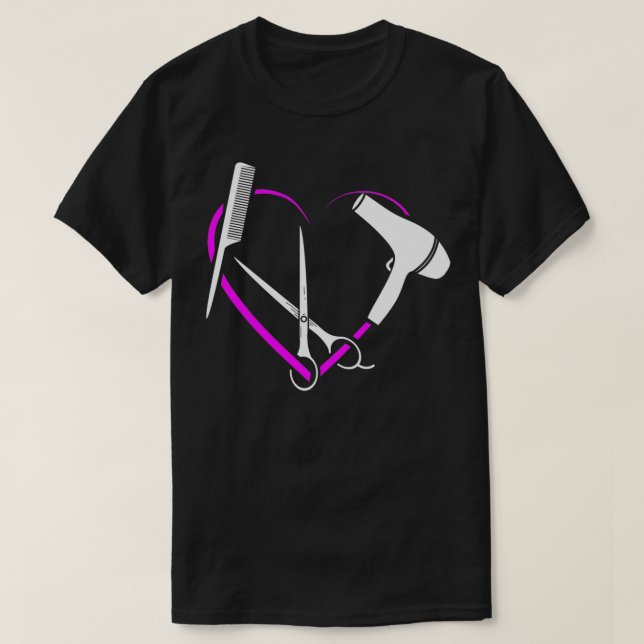 Camiseta Mulher Cardíaca Ama Cabeleireiro Presente Salon Ha (Frente do Design)