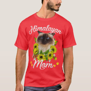 Camiseta Mulher Cat Mãe Dia de as mães Sunflower Himalayan 