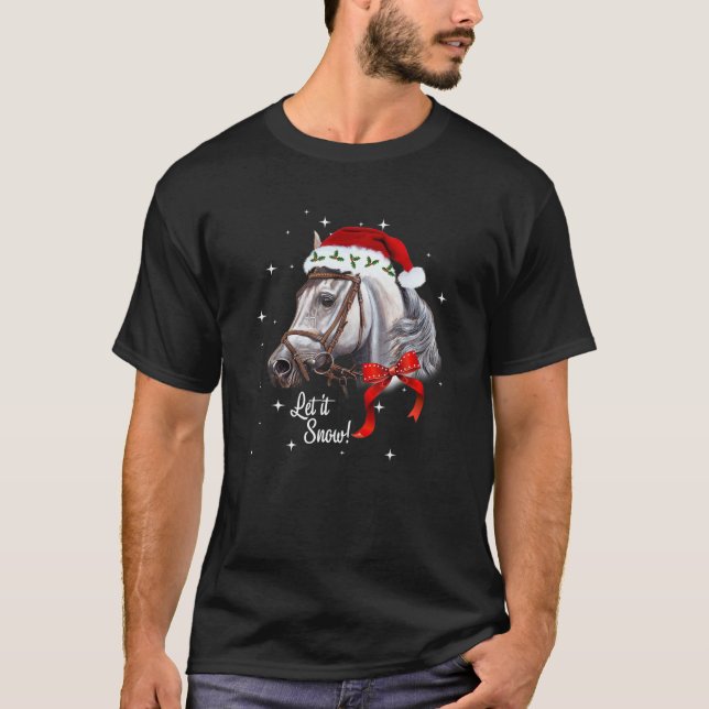 Camiseta Mulher Cavalo Adiante Deixe Neve Papai Noel (Frente)