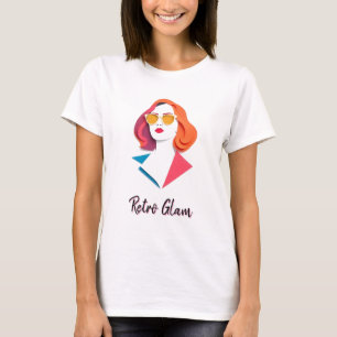 Camiseta Mulher Chic com Cabelo Vibrante e Óculos de sol