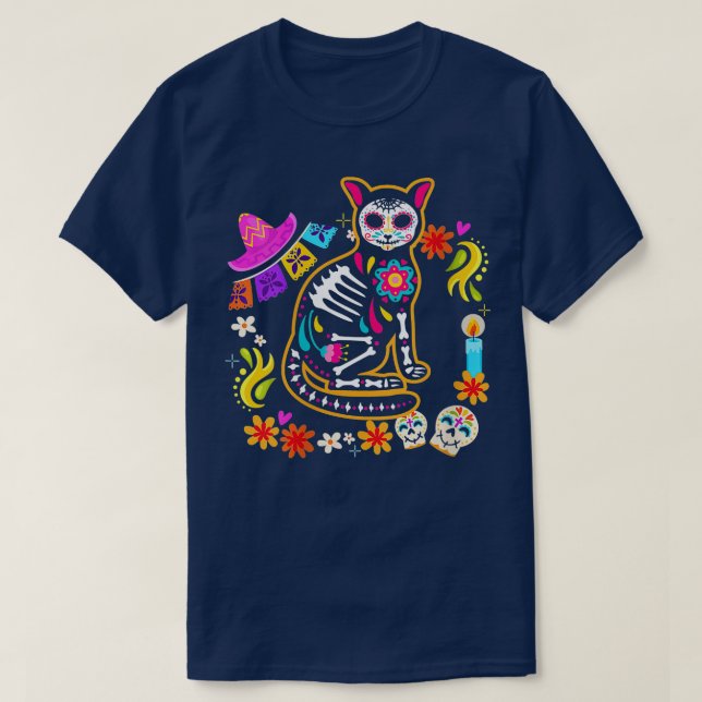 Camiseta Mulher Chihuahua Esqueletreto Dia Mexicano Do Mort (Frente do Design)