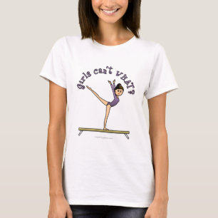 Camiseta Mulher clara: Fêmea clara no feixe de equilíbrio