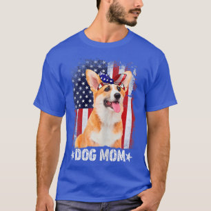 Camiseta Mulher Clássica Cachorro Corgi Mãe EUA Dia de as m