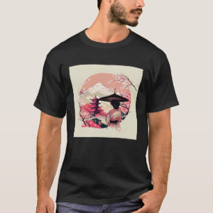Camiseta Mulher clássica japonesa rosa com guarda-chuva Che