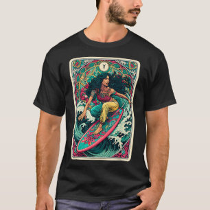 Camiseta Mulher Colorida Ondulante Cartão de Tarot Artístic