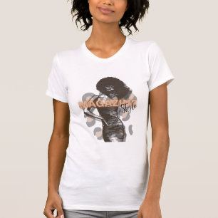 Camiseta Mulher com Afro e leopardo T-Shirt