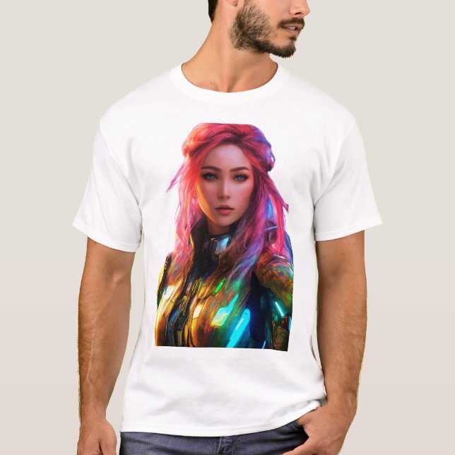 Camiseta Mulher Com Beleza Futurística (Frente)