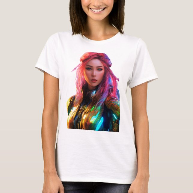 Camiseta Mulher Com Beleza Futurística (Frente)