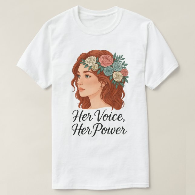 Camiseta Mulher com Cabeça Floral, Empoderamento feminino (Frente do Design)
