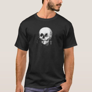 Camiseta Mulher com Reflexão do Crânio Halloween Espelhada