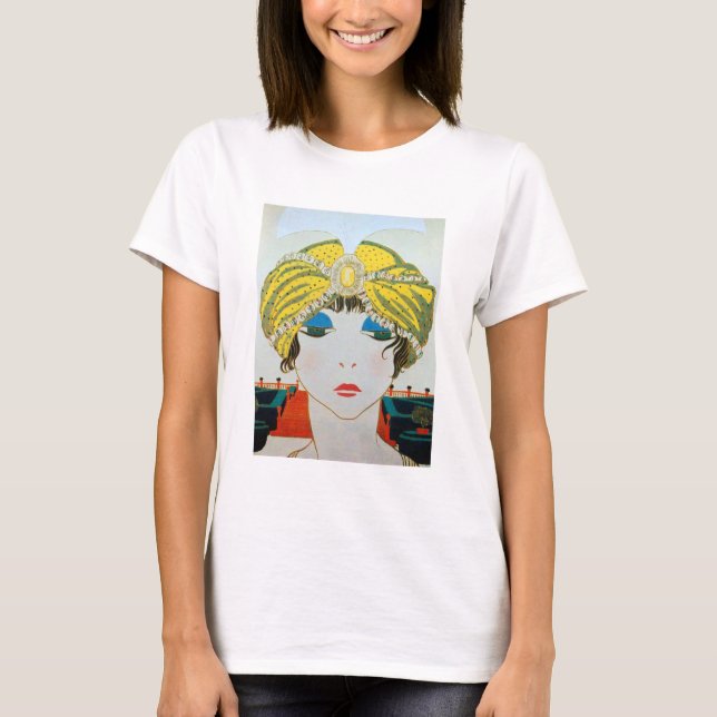 Camiseta MULHER COM TURBAN AMARELO ORIENTAL / Moda de Belez (Frente)