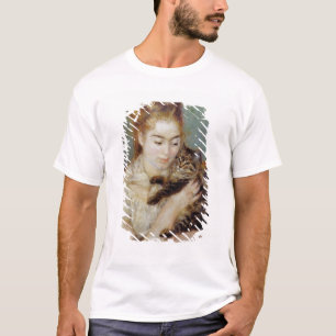 Camiseta Mulher com um gato por Pierre-Auguste Renoir