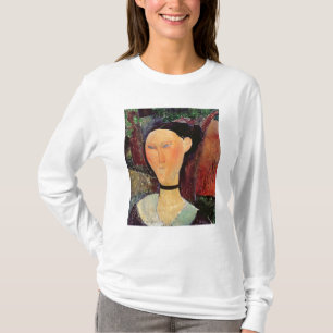 Camiseta Mulher com um Neckband de veludo, c.1915