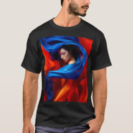 Camiseta Mulher com Véu Azul Cobalto em Laranja
