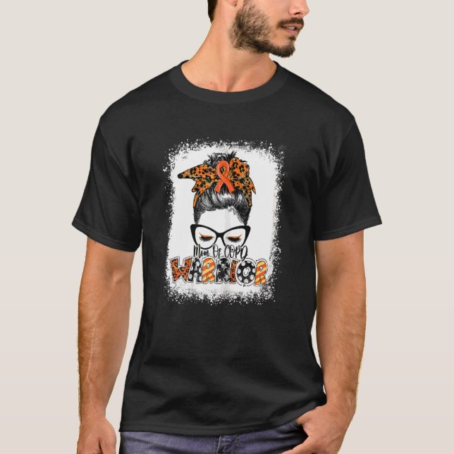 Camiseta Mulher Copd Warrior Messy Bun Leopard Bleached (Frente)