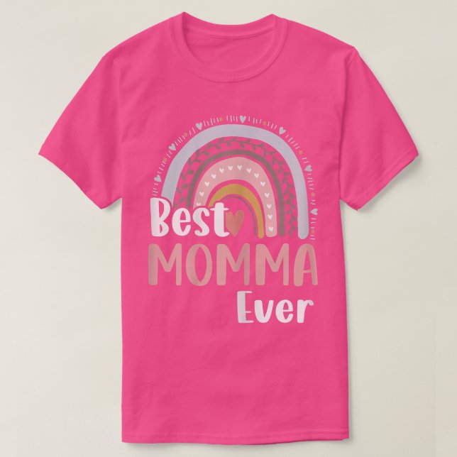Camiseta Mulher Coração Boho Arco Arco-Íris Melhor Mãe Nunc (Frente do Design)